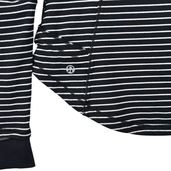 LULULEMON Black White Stripe Base Runner 1/2 Zip Rulu Active Pullover Top Size 4 - Picture 7 of 15